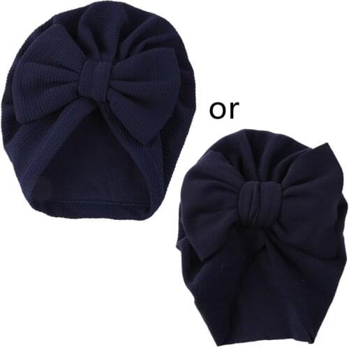 Baby Big Bowknot India Hat Headwrap Solid Color Beanie Cap Cute Bow Cotton Elastic Turban Headband for Newborn Infant