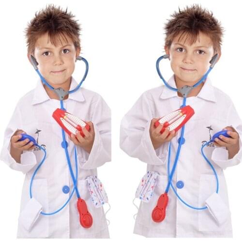 Hot Kids Doctor Role Play Costume Dress Up Set with Lab Coat cosplay for girl Stethoscope, and 6 Additional Medical Tools