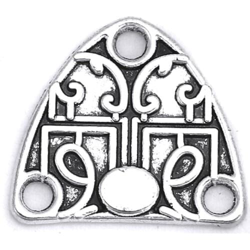 Doreen Box Zinc Based Alloy Connectors Triangle Hollow Silver Color Jewelry Accessories 17mm( 5/8") x 16mm( 5/8"), 30 PCs