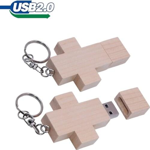 Maple Walnut wood cross style usb flash drive pen drive 4GB 8GB 16GB 32GB 64GB usb 2.0 Memory stick pen drive custom logo