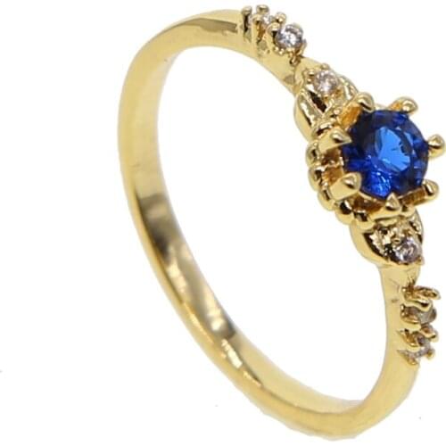 Simple fashion blue stone RING for girl gold color minimal delicate jewelry factory drop shipping promotion cute rings