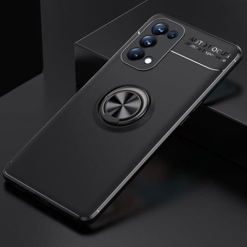 Find X3 Lite Finger Ring Stand Case for OPPO Reno 5 Pro Case Shell Car Holder Stand Silicone Cover for Reno5 Pro+ 4G Capa Fundas