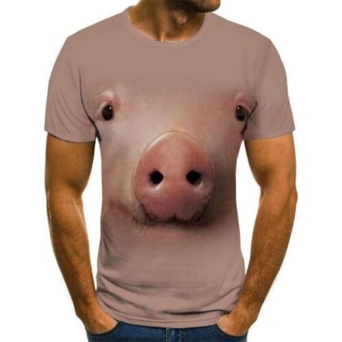 2021 Summer New Products Piggy Pig Pattern Printed Shirt T-shirt Hip Hop Clothing Short Sleeve T-shirt Street Clothing
