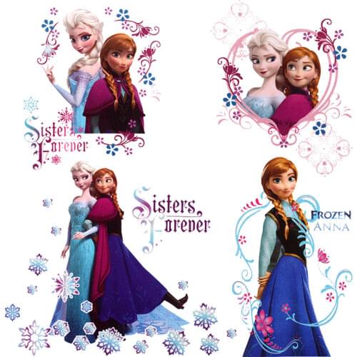Disney Frozen Elsa and Anna Cartoon Patches for Clothing Iron on Patch Eco-Friendly Clothes Stranger Things Heat Transfer Gilrs