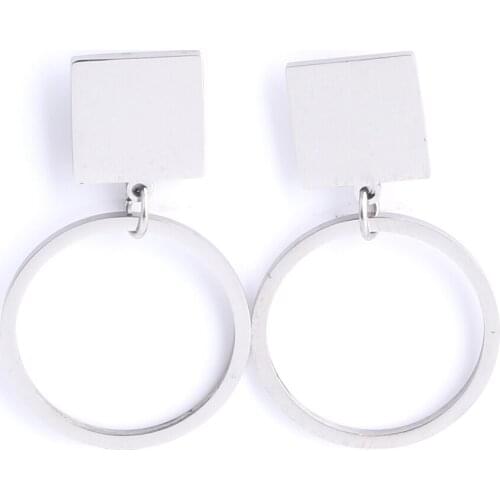 OL BIG circle Silver color Stud Earrings 316L Stainless Steel for women wholesale