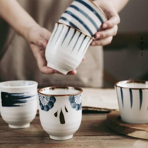 Platycodon grandiflorum home hand-painted hand-painted tea cup water cup retro Japanese cuisine and restaurant cup small fresh c
