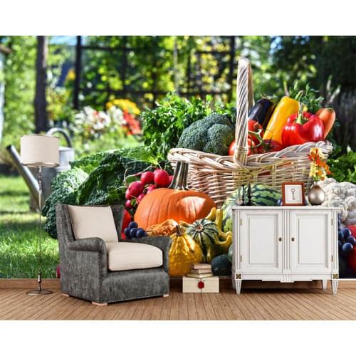 Papel de parede Fruit Vegetables Wicker basket Food 3d wallpaper,living room bedroom TV background wall papers home decor murals