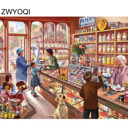 Full Round Diamond embroidery Candy shop Full Square Diamond painting Cross stitch Candy shop DIY 3D Diamond mosaic Candy shop