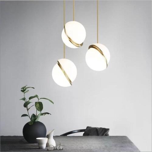 Postmodern minimalist creative Nordic LED chandelier modeling window dining room bedside stylish glass ball chandelier