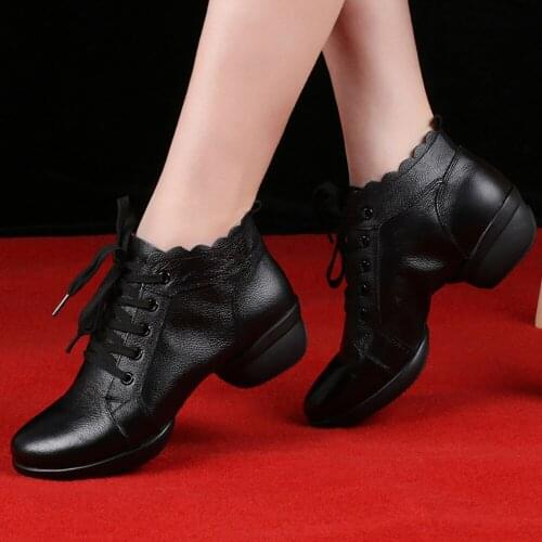 Profession Dancing Shoes 8020 Soft Bottom Genuine Leather Womens Increase Wearable Modern Dance Square Dance Dancing Shoes