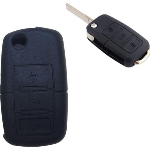 Silicone Key Case Fit For VW Polo Golf 6 Tiguan Touran Touareg EOS New Lavida Beetle Jetta Skoda Octavia Fabia 3 Button Flip