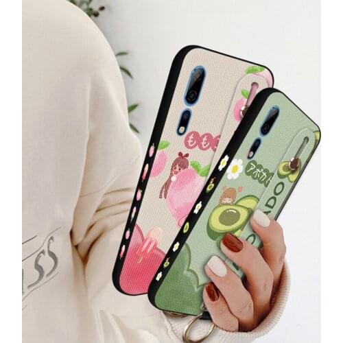 Wristband Bracket Fruit Case For ZTE Axon 10 Pro A2020 Silicone Back Cover For Nubia Play Z18 Mini Red Magic 6 Pro