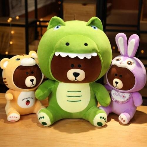 Cute Bear Transform Dinosaur/Tiger/Rabbit Plush Toy Soft Stuffed Cartoon Animal Doll Home Decor Birthday Gift For Children Girls