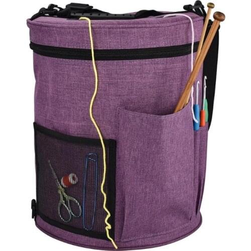 Knitting Storage Bag Crochet Bag Large DIY Yarn Thread Knitting Tote Bag Crochet Hooks and Knitting Needles Yarn Balls Organizer