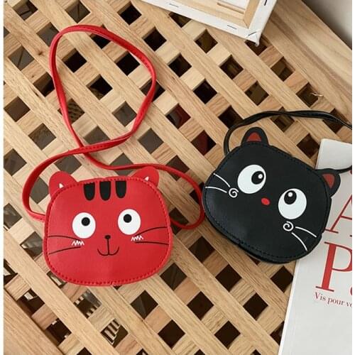 Cute Cat children girls small bag PU Leather messenger bag kitten Kids Purse Coin Small Shoulder Bag