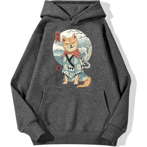 Shiba Inu Cartoon Printed Hoodie Men Hoodies Fashion Designer Streetwear Funny Autumn Warm Male Pullover