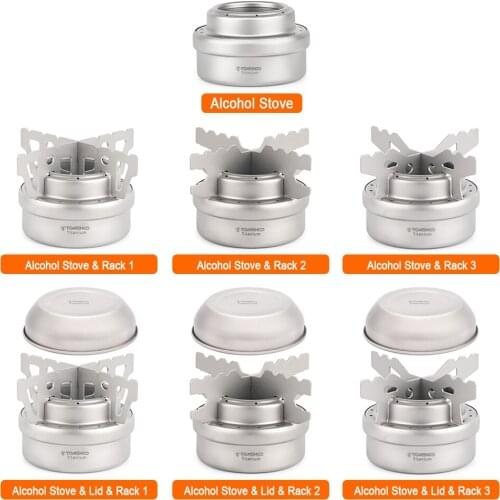 TOMSHOO Mini Camping Stove Titanium Alcohol Stove with Lid Cross Stove Stand Rack Outdoor Camping Equipment Cookware 캠핑용품