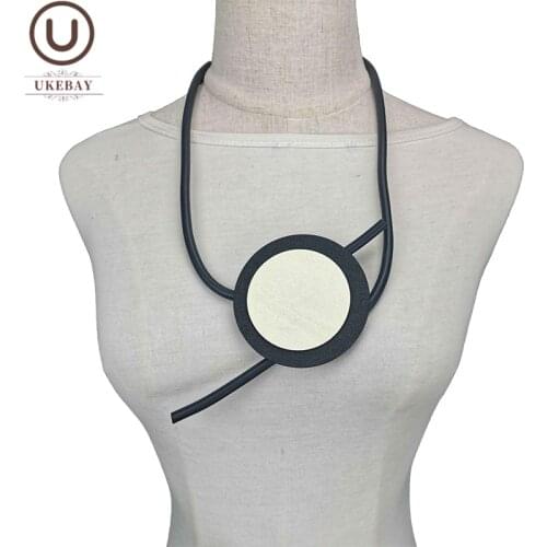 UKEBAY New Round Choker Necklace Rubber Jewelry Women Sweater Chain Simple Design Statement Necklaces Wood Accessories Jewellery
