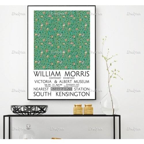 Vintage Floral Art, Bird and Pomegranate Poste William Morris Art Print, Wall Art Prints Home Decor Canvas Gift Floating Frame