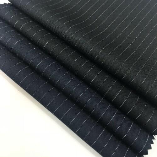 TR Striped Shuttle Woolen Fabric Fabric Uniform Fabric Vertical Stripe Spring and Autumn Fashion Suit Fabric Wholesale