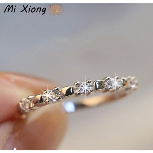 Mi Xiong 925 Sterling Silver Ring for Women Fresh Simple Diamond Exquisite Luxury Charm Wedding Engagement Cute Romantic Jewelry