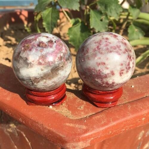1pcs RUBELLITE Pink Tourmaline Crystal in Granite Sphere 65-75g