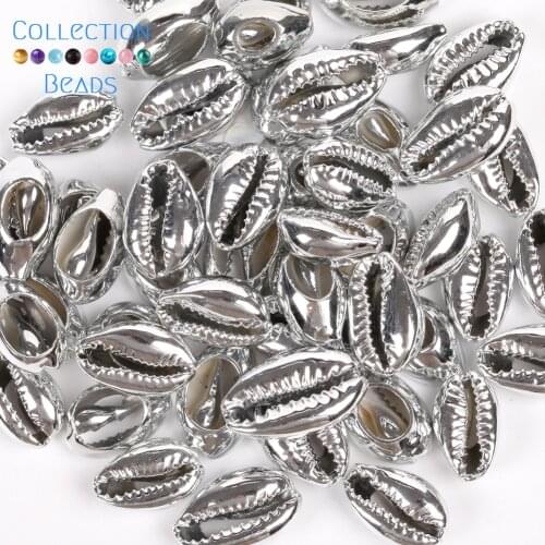 10-20mm Natural Silvers Seashell Cowrie Conch Loose Spacer Beads Beach DIY for Jewelry Making Sea Shells Bracelet 10Pcs