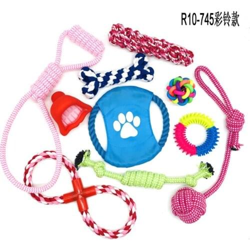 10pcs Dog Toys Set Dog Chew Toys Durable Cotton Rope Knot Bell Molar Bite Ball Pet Training Toy For Small Medium Dog Clean Teeth