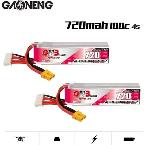 2/4pcs 15.2V GNB 720mAh 100C 4S HV XT30 Plug Lipo Battery for RC FPV Racing Drone Tinywhoop Frame Kit Tinywhoop Spare Parts