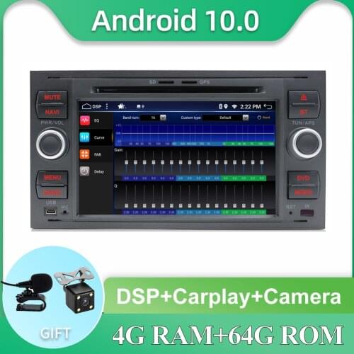 2 din android 10 car dvd radio For Ford Fiest/Fusion/Transit/Connect/C-MAX/Kuga with wifi bluetooth steering wheel control 4+64