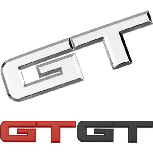 3D Metal GT Logo Car Sticker For Ford Mustang Side Fender Trunk Rear Badge Nameplate Stickers Silver Black Red Accessories