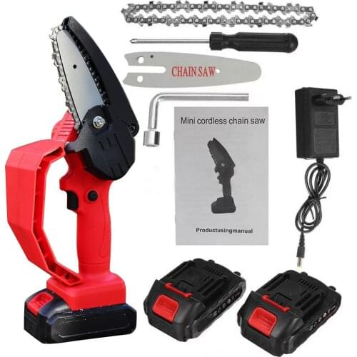 4Inch 550w Mini Electric Chain Saw with 2PC Battery Woodworking Pruning One-handed Garden Tool Rechargeable Electric Pruning Saw