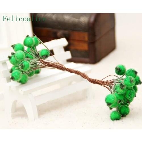 40 Heads Mini Fake Fruit Small Berries Artificial Flower cherry Stamen Wedding Home Christmas Decorative Double Heads