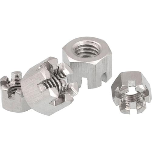 5/2pcs GB6181 M6 M8 M10 M12 M14 M16 Connecting Rod Wheel Axle Hub Slotted Castle Nut Groove Hexagon Nut A2 304 Stainless Steel