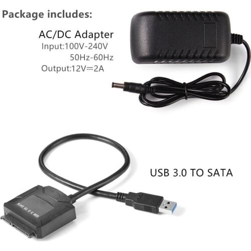 USB 3.0 To SATA Power Adapter For 3.5 inch HDD 2.5 inch SSD hard disk with 12V 2A AC DC power converter