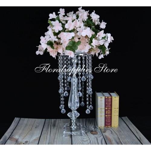 50cm tall acrylic crystal flower stand table centerpiece Crystal pillars wedding supply decoration