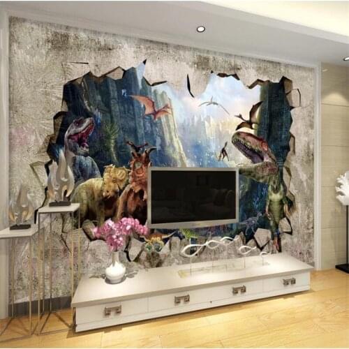 Wellyu Customized large murals fashion home decoration ancient times dinosaur kingdom 3D stereo TV storefront wall