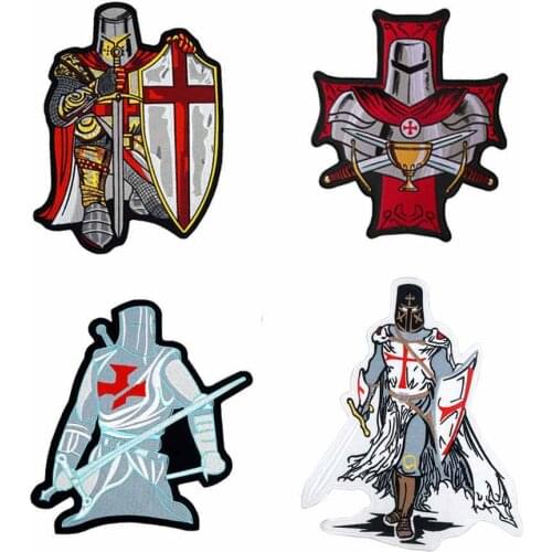 Large red cross fight biker Patch iron on BACKING Embroidered for clothing jeans