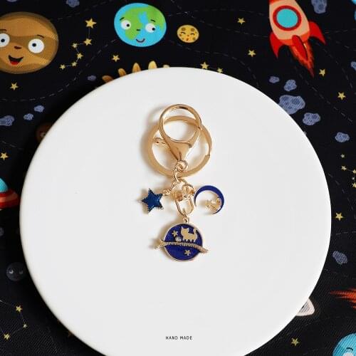 Cartoon Moon Cat Stars Keychain Cat Pendant Backpack Keyring Best Friend Charms Couple Gift Original Design High Quality