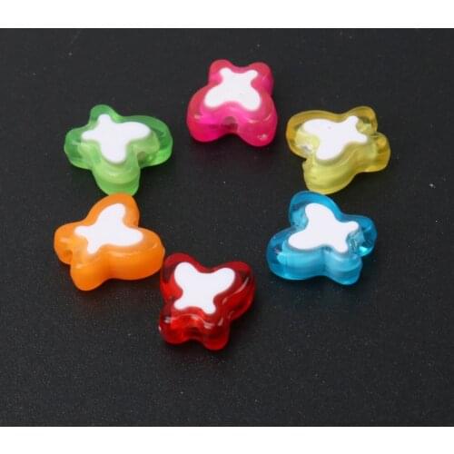 DIY Mixed Colorful Butterfly Acrylic Spacer Beads For Jewelry handmade 100PCs 10x10mm