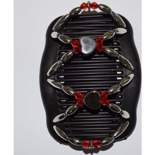 Heart black Beads 50 pcs / lot Magic Strecthy Hair Combs Double Clips Tuck Combs Hair Accessories Hairpins