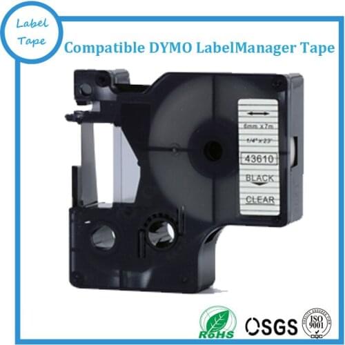 DYMO LabelManager D1 tape Black on Clear 6mm 43610 for dymo d1 printer
