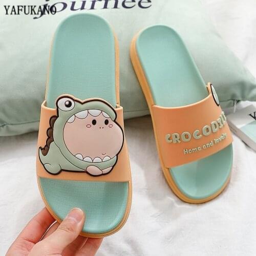 Summer Women Cute Animal Floor Flat Shoes Indoor Flip Flops Non-Slip Bathroom Home Slippers Female Beach Shoe