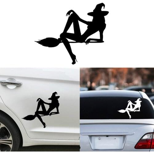 Hot Reflective Cute Witch Car Stickers for The Car Body and Window Car Decals Funny Glue Sticker Bumper KK18*12cm