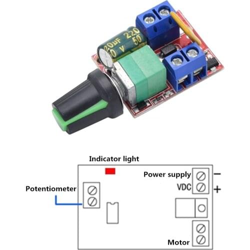 Mini DC Motor PWM Speed Controller Module 3V 6V 12V 24V 35VDC 90W 5A DC Motor Speed Regulator Control Switch LED Dimmer