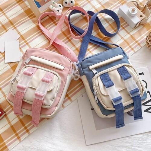 2021 Fashion Women Nylon Crossbody Shoulder Bags Multi-Pockets Casual Messenger Bag Contrast Color Female Crossbody Phone Purses