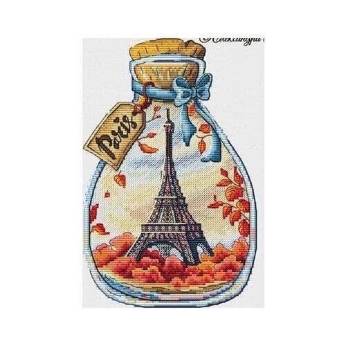 Bottle scenery snowing patterns Counted Cross Stitch DIY Cross Stitch Kits Embroidery