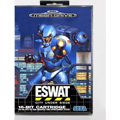New Arrival 16 bit Sega MD game Cartridge with Retail box - E-SWAT City Under Siege game card for Megadrive Genesis system