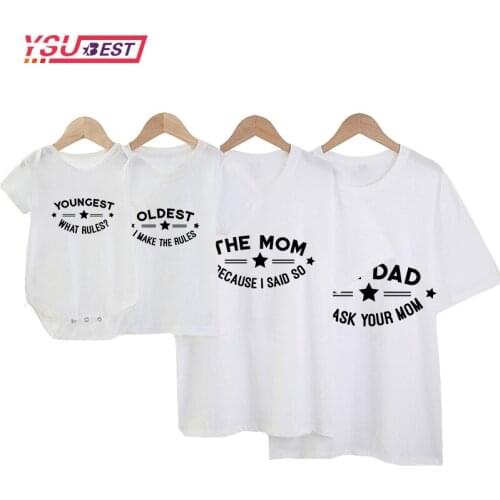 Matching Outfits Tshirt Tops Family Dad Mom Kids Baby Rompers StarsClothes Short Sleeve Family Look Mother Father Baby Clothes