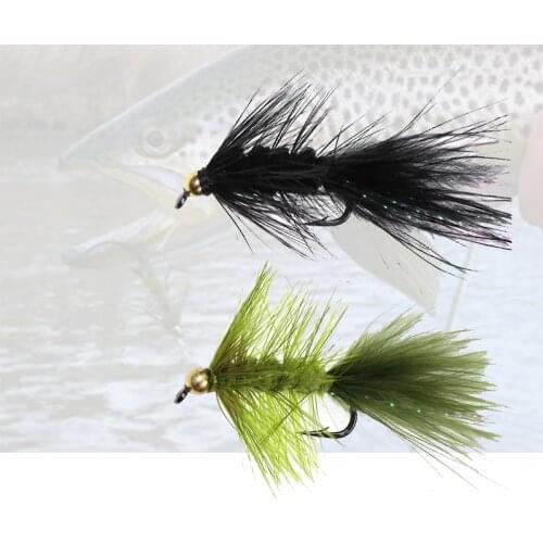 10PCS Brass Bead Head Flash Woolly Bugger Streamer Artificial Streamer Fly Trout Fly Fishing Lure Baits